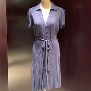 Navy Blue Polka Dot Shirt Dress